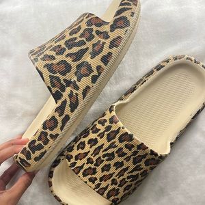 Cheetah print cloud slippers